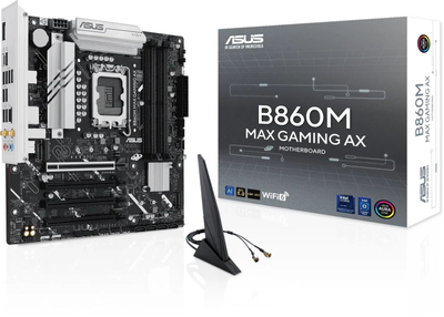 Pllakë amë ASUS B860M Max Gaming AX, Intel B860, DDR5, Wi Fi 6, Micro ATX