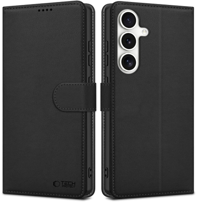 Këllëf-portofol Tech-Protect për Samsung Galaxy S25 FE, me stendë, mbyllje me magnet, i zi