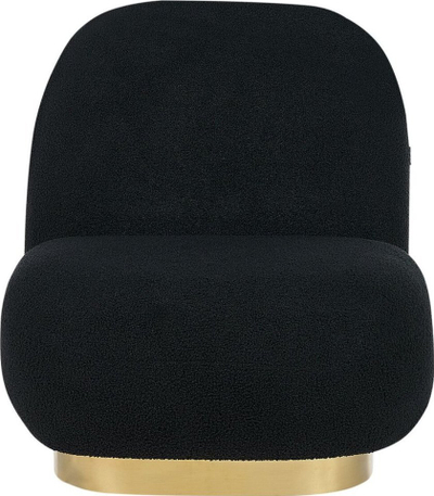Fotelja LOVIISA Boucle, bazë metalike ngjyrë ari, material boucle, e zezë