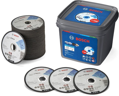 Диск за сечење метал Bosch, 115mm, сет 100 парчиња, сива