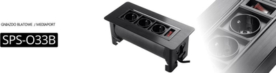 Modul prize tavoline Spacetronik SPS-O33B, 3x Schuko, me ndërprerës, i zi