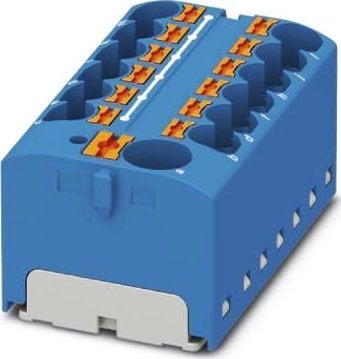 Bllok shpërndarës Phoenix Contact PTFIX 10 12X4 BU 3273880, pa vida, për shina DIN, blu