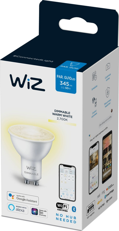 Llampë e zgjuar WiZ GU10, LED 4.9W 345lm, Wi‑Fi, dritë e ngrohtë 2700K