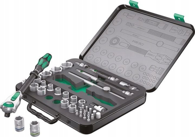 Set veglash Wera 8100 SC 2 Zyklop Speed, 37 copa, çelik krom vanadium, në kuti metalike