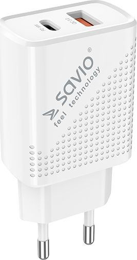 Karikues rrjeti Savio LA-04, 1x USB A, 1x USB C, 3A, i bardhë