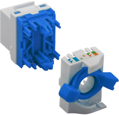 Modul Keystone Techly SELF CLAMPING RJ45, Cat.6A U UTP, PoE, i bardhë blu