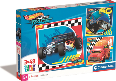 Puzzle për fëmijë Clementoni Hot Wheels Supercolor, 3 x 48 pjesë, 5 vjeç, shumëngjyrësh