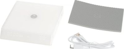 Peshore kuzhine Timemore White Mirror Nano, kronometër, e bardhë