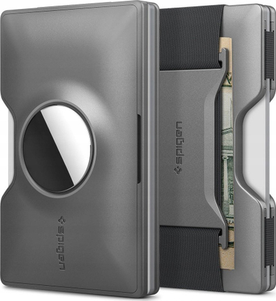 Portofol minimal Spigen Wallet S, për Apple AirTag, RFID Blocking, gri metalike