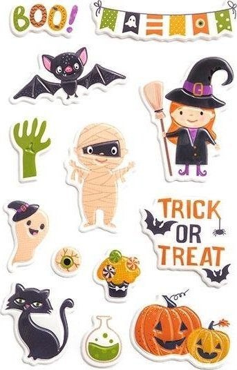 Stickerë Puffy Halloween MFP Paper, set 15 copë, shumëngjyrëshe