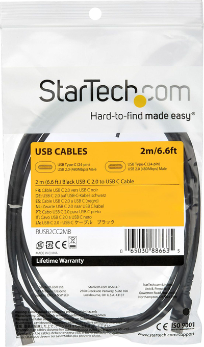 Kabllo karikimi StarTech.com USB C, 2m, 60W, e zezë