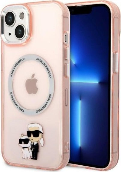Mbulesë telefoni Karl Lagerfeld Karl &amp; Choupette MagSafe për iPhone 14, rozë