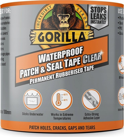 Shirit ngjitës Gorilla Waterproof Patch and Seal, 100mm x 2.4m, i tejdukshëm