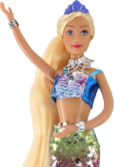 Kukull sirenë Leantoys Blue Mermaid, lodër për kalamaj, blu