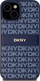 Futrollë DKNY Repeat Pattern Tonal Stripe për iPhone 15, lëkurë PU, blu