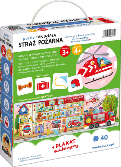 Puzzle edukativ Czuczu How the Fire Department Works, 40 copa, 3+, shumëngjyrësh