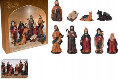 Dekorim Krishtlindjesh Hipo Figurina Grazhdi, set 9 copë, 16 cm, shumëngjyrëshe
