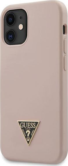 Kuti telefoni Guess silikon me logo 3D, për iPhone 12 Mini, rozë mat