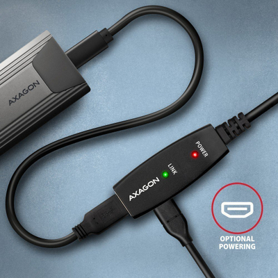 Kabllo USB Axagon ADR-310, USB-A në USB-A, 10 m, e zezë