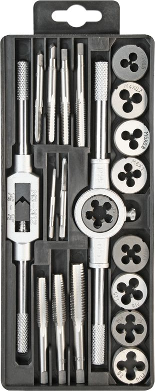 Set gdhendëse dhe filiera EPM G-580-3190, 20 copë, M3-M12, në kuti plastike