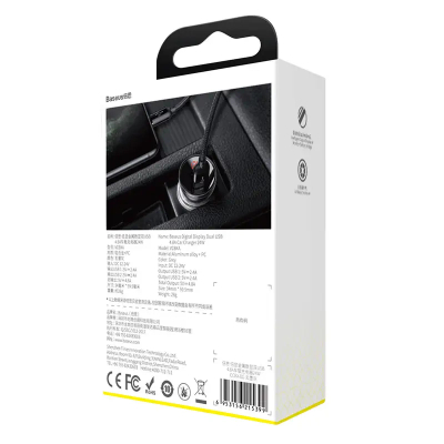 Karikues makine Baseus Digital Display CCBX-0S, 2x USB, 4.8A, argjendt