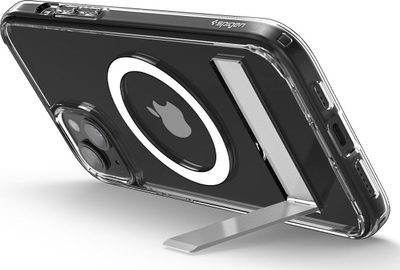 Kapak telefoni Spigen Ultra Hybrid S MagFit për iPhone 15, me këmbë për me e mbajt në këmbë, transparent