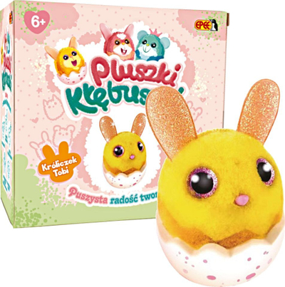 Set kreativ lodrash Epee Pluszki Kłebuszki Yellow Bunny Tobi, 32 copa, për me bo një lepurush pelushi, i verdhë