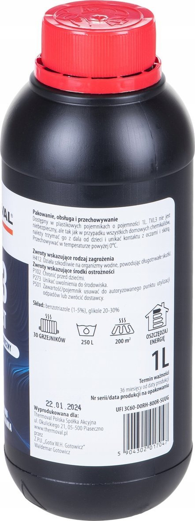 Раствор за чистење на систем за греење Thermoval TVL3, 1L, против нечистотии, проѕирен