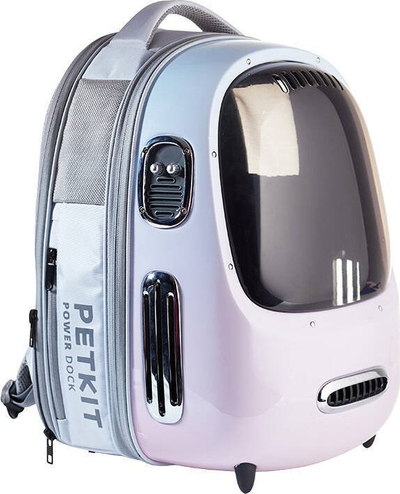 Ранец-транспортер за мачки PetKit Breezy2, со LED светло, активна вентилација, розов