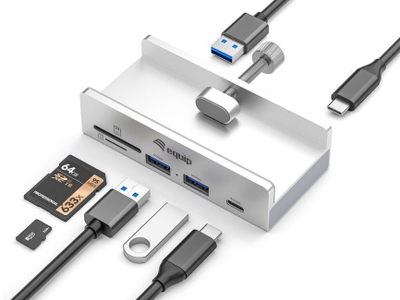 USB hub Equip me 5 porta, USB-C në 2x USB-C edhe 2x USB 3.2 5Gbps, ngjyrë argjendtë