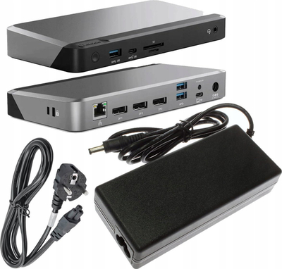 Docking station Alogic MX3 USB C, 5K, 100W, e zezë gri