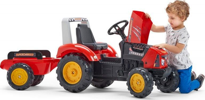 Traktor lodër Lapac Supercharger me pedale, me rimorkio, i kuq