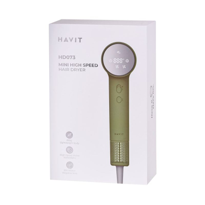 Tharëse flokësh Havit HD073 EU, 1300W, teknologji jonike, e gjelbër