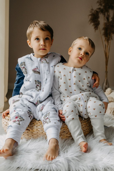 Thes gjumi me këmbë PULP Bamboo Sailor Bear, muslin 100% pambuk, 1.75 TOG, bezhë