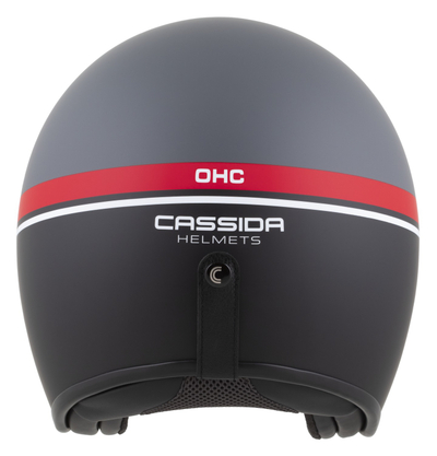 Helmë moto CASSIDA Oxygen 2.0 Jawa OHC, e hapur me diellore, gri mat me të kuqe, të zezë e të bardhë