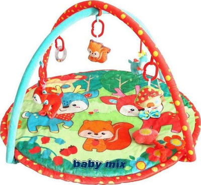 Tapet loje për bebe Baby Mix 46548 Deer And Friends, me hark lodrash, diametër 89 cm, shumëngjyrësh