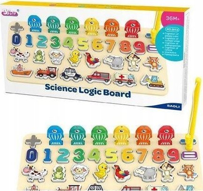 Puzzle druri Icom Polska Science Logic Board, numra dhe figura, shumëngjyrësh