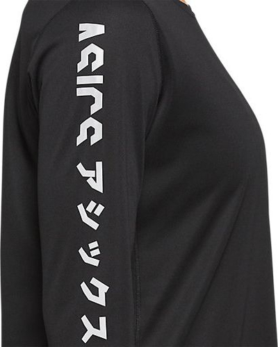 Bluzë sportive Asics Katakana Longsleeve për femra, 100% poliester, mëngë të gjata, e zezë
