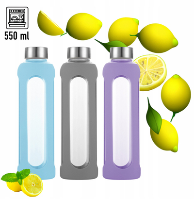 Shishe uji qelqi Kamille KM-9024, 550 ml, për pije të nxehta edhe të ftohta, me shumë ngjyra