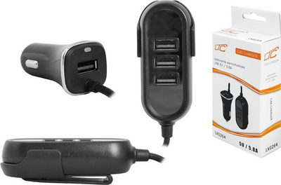 Karikues makine LTC PS USB + 3xUSB në një kabllo 1.4m, 5.8A.