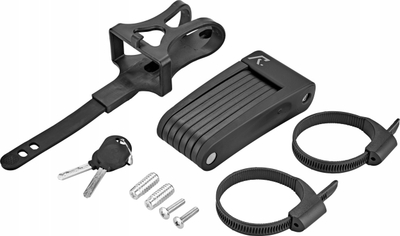 Kandar biçiklete RFR Folding Lock 7x700mm, çelik inox, me çelës, ngjyrë e zezë