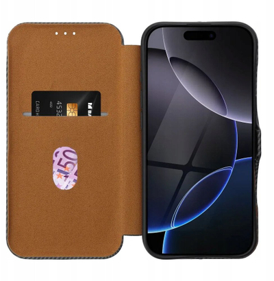 Futrollë folio me magnet për iPhone 16 Pro Max, mbrojtje 360°, gri
