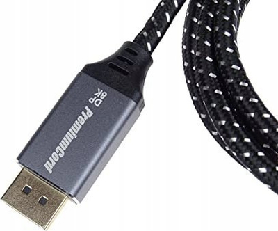 Kabllo DisplayPort PremiumCord 1.4, 1m, 8K, tekstil zi bardhë
