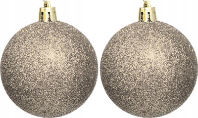 Toptha për zbukurim peme Krishtlindjesh DECORATIVE PLASTIC SAFE BAUBLE, set me 6 copë, 80mm, ngjyrë shampanjë