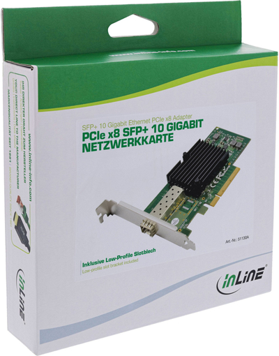 Kartë rrjeti InLine 10 Gigabit, 1x SFP+, PCIe x8, e zezë