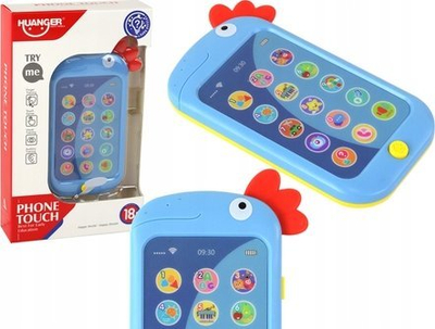 Telefon lodër edukativ Huanger Phone Touch, me drita edhe tinguj, me pulë, blu