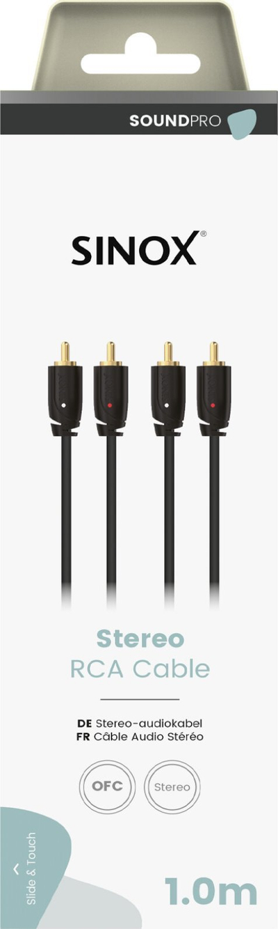 Kabllo audio Sinox SXA04201, RCA stereo, 1m, e zezë