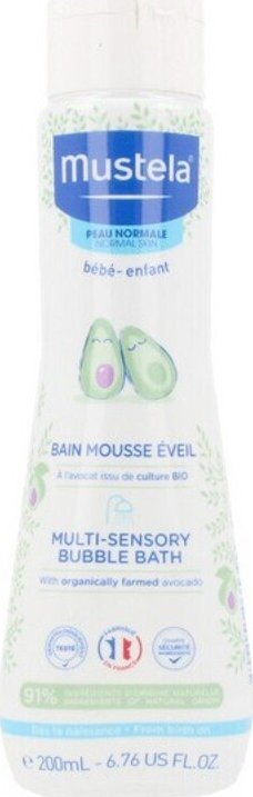 Lëng larës për banjë me shkumë Mustela Multi-Sensory Bubble Bath, bebe dhe kalamaj, 200ml