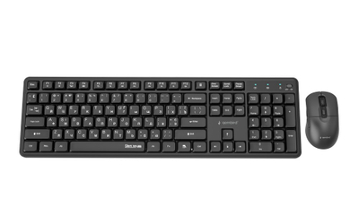 Set tastiere dhe miu wireless Gembird KBS WMS 01 CYRL, me shkronja cirilike, silent key, i zi
