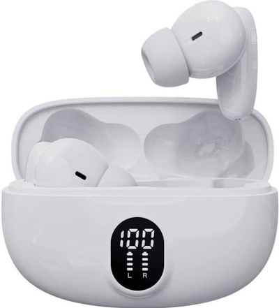 Kufje Bluetooth Denver TWE-57W, True Wireless, me kuti karikimi, të bardha